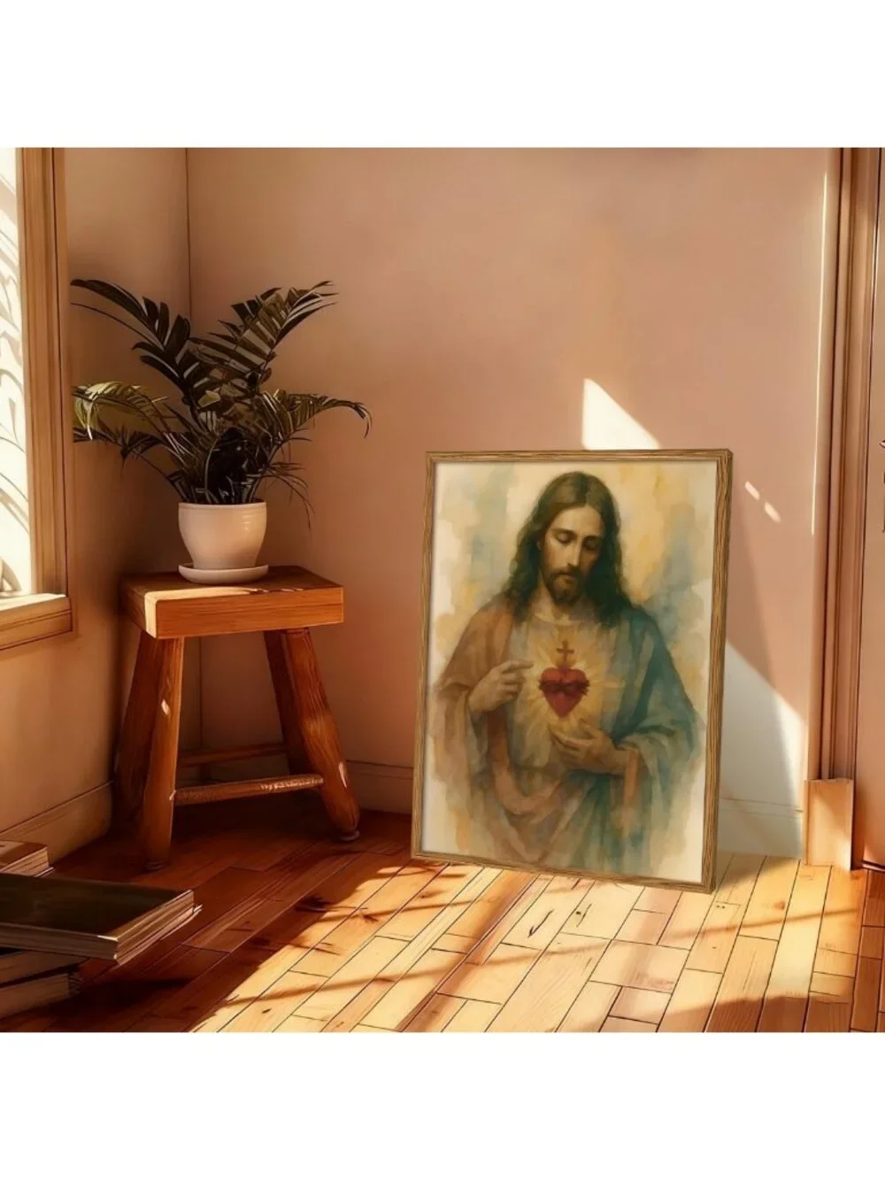 Sacred Heart of Jesus Wall Art - Christian Canvas Print for Home Decor 12x16